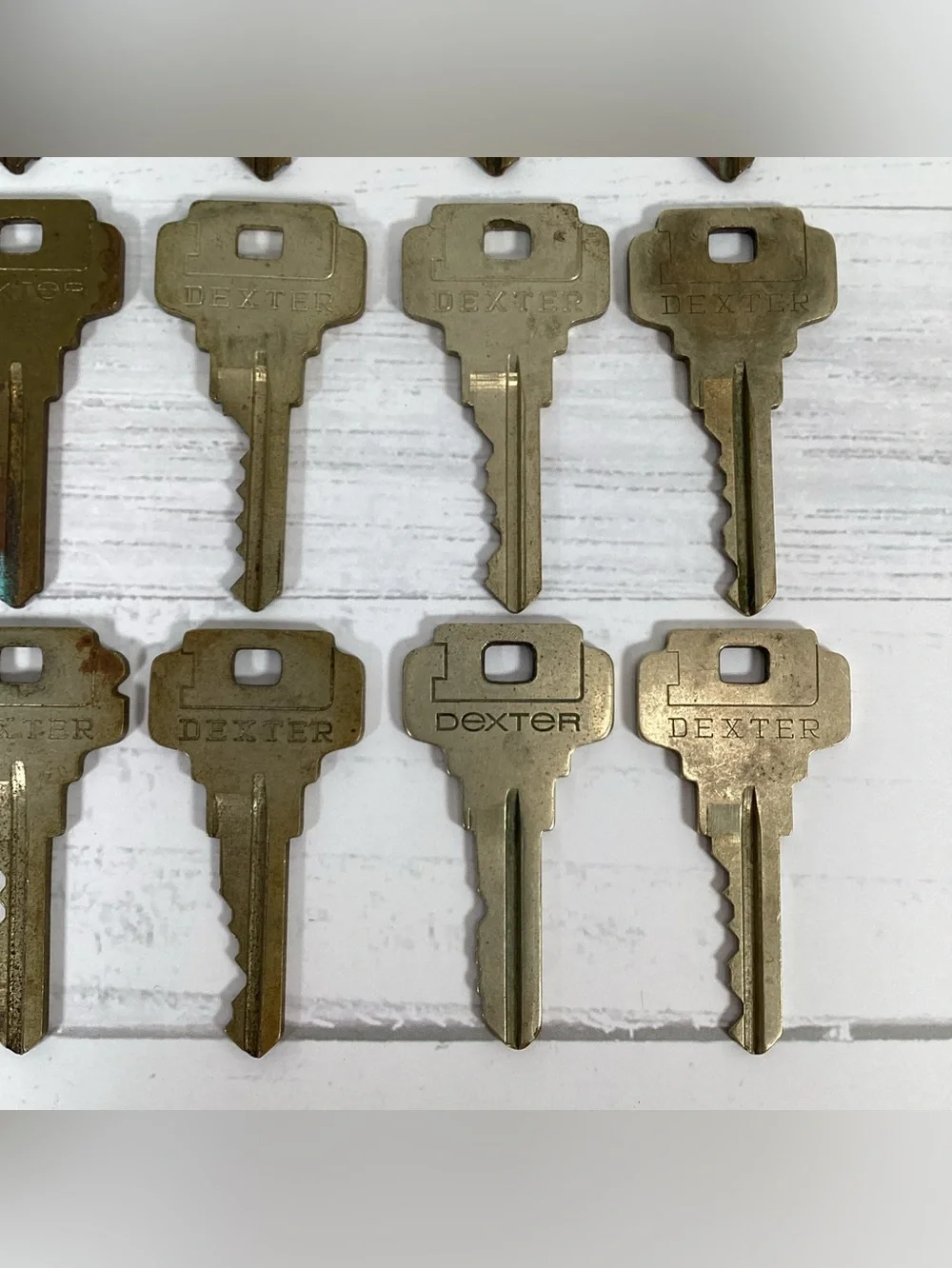 Lot 24 Vintage Brass Dexter Keys - Crafts Steampunk Collection Display Art